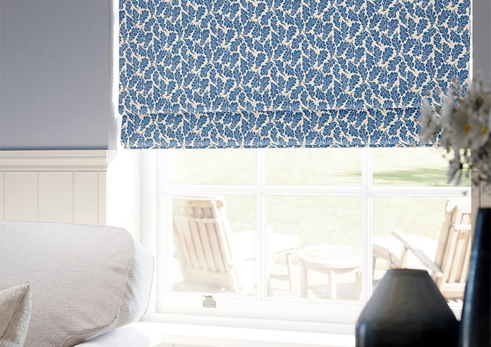 Land & Shore Oak Leaf, Blue - Twist&Fit Roman Blind - Image 5